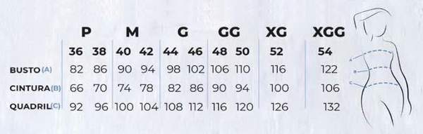 tabela de medidas de biquinis