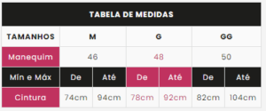 tabela medidas plus lingerie BR