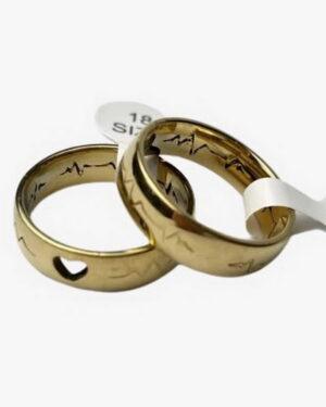 aliança batimento coração dourada