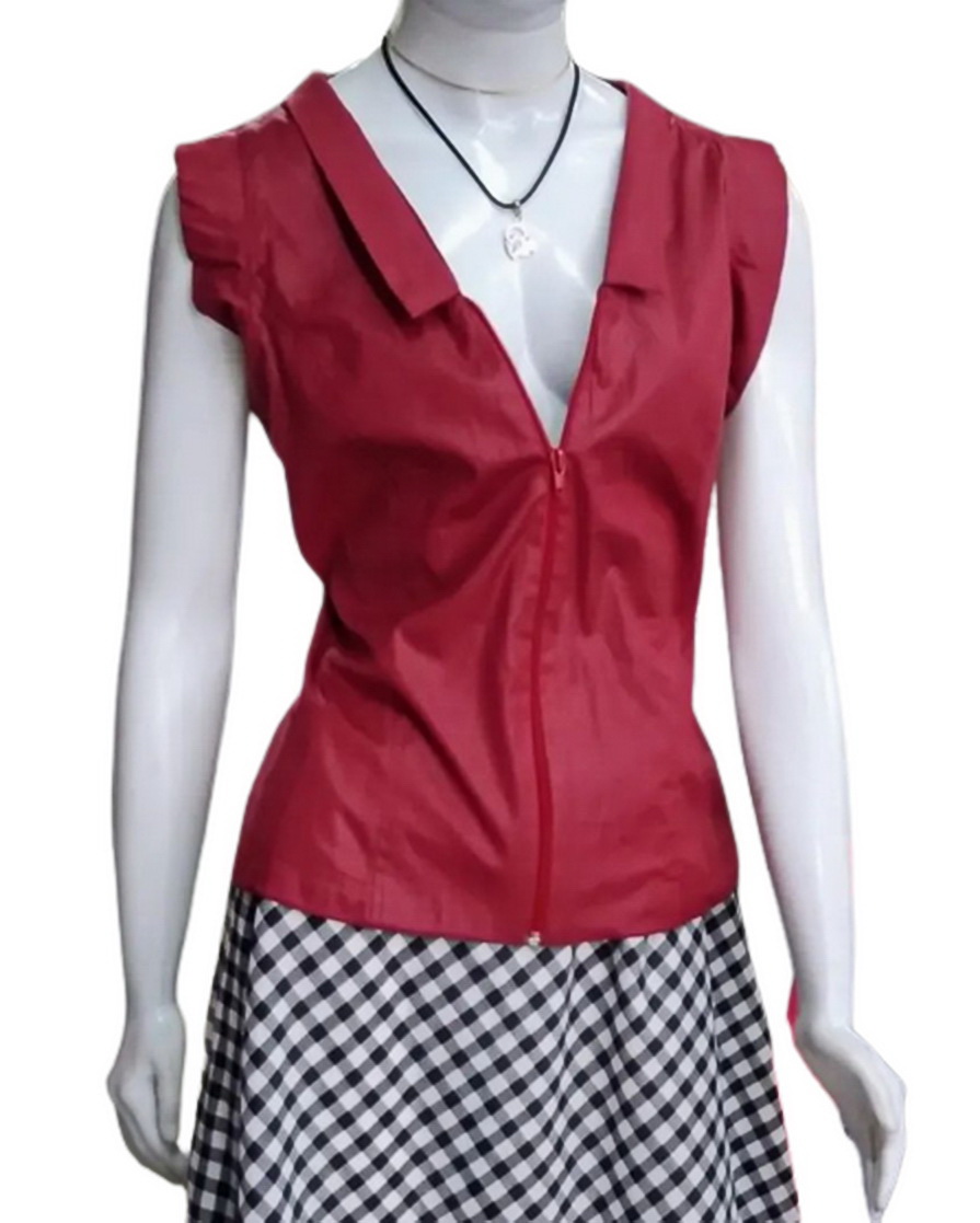 blusa sem mangas bordo